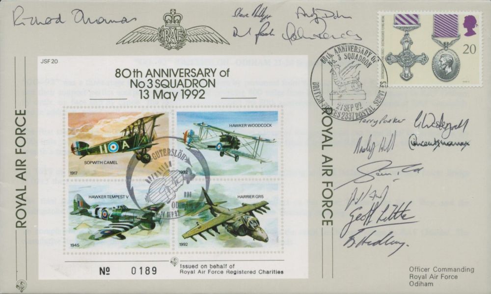 Lot 480: Thirteen 3 sqn pilots signed rare 1992 80th...