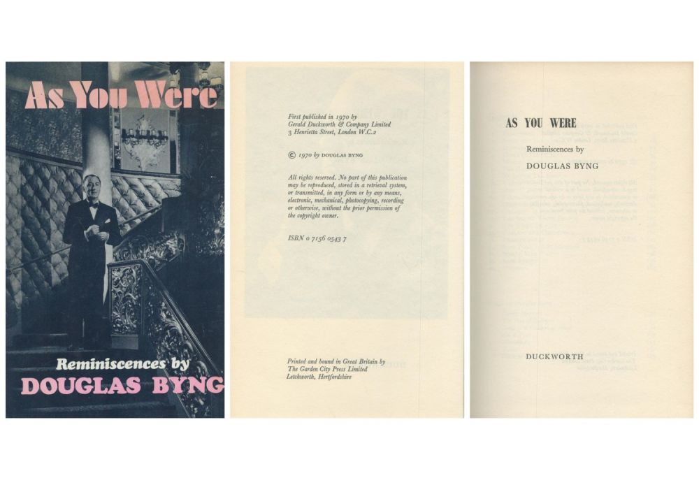 Lot 573: Douglas Byng As You Were, Reminiscences First edition...