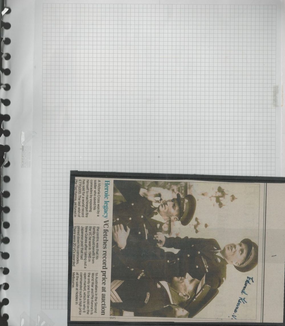 Lot 581: Edward Kenna VC WW2 Victoria Cross winner signed...