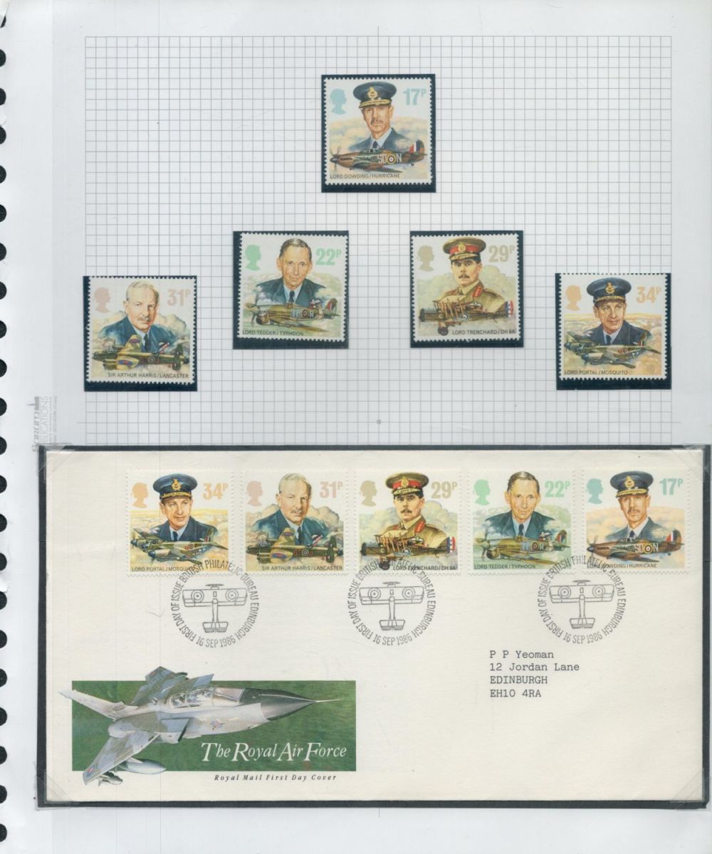 Lot 594: 1986 RAF FDC with typed address and set...