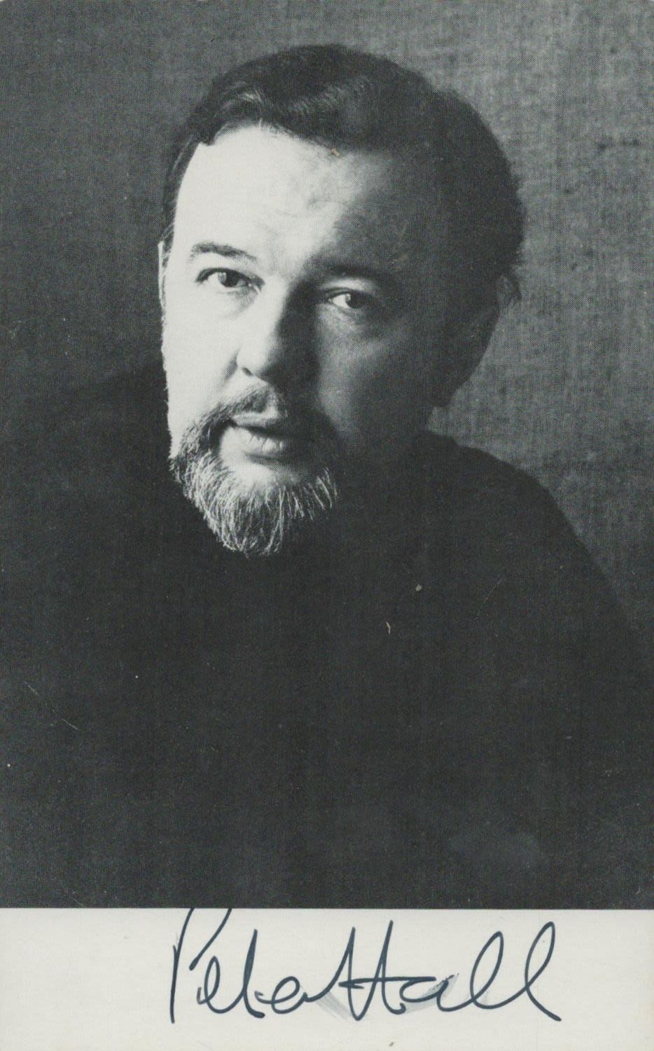 Lot 706: Peter Hall Theatre Director Signed 3.5x5.5 Black And...