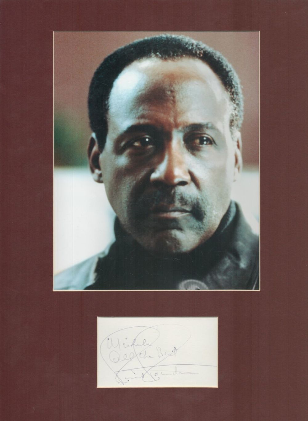 Lot 102: Richard Roundtree signed 16x12inch colour mount. Good Condition....