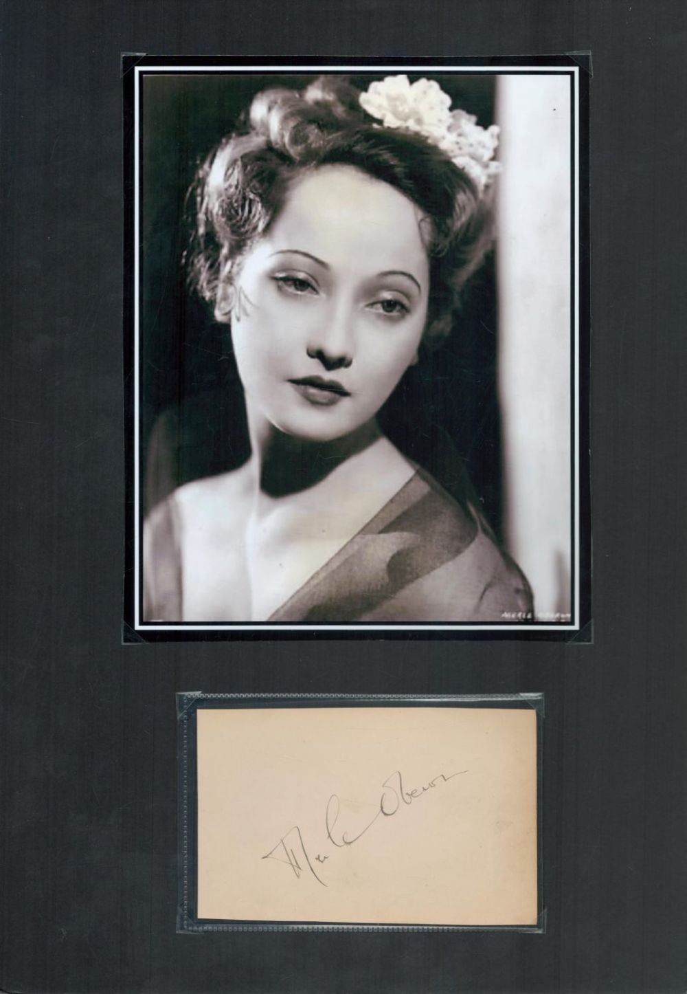 Lot 105: Merle Oberon signed 16x12 inch black and white...