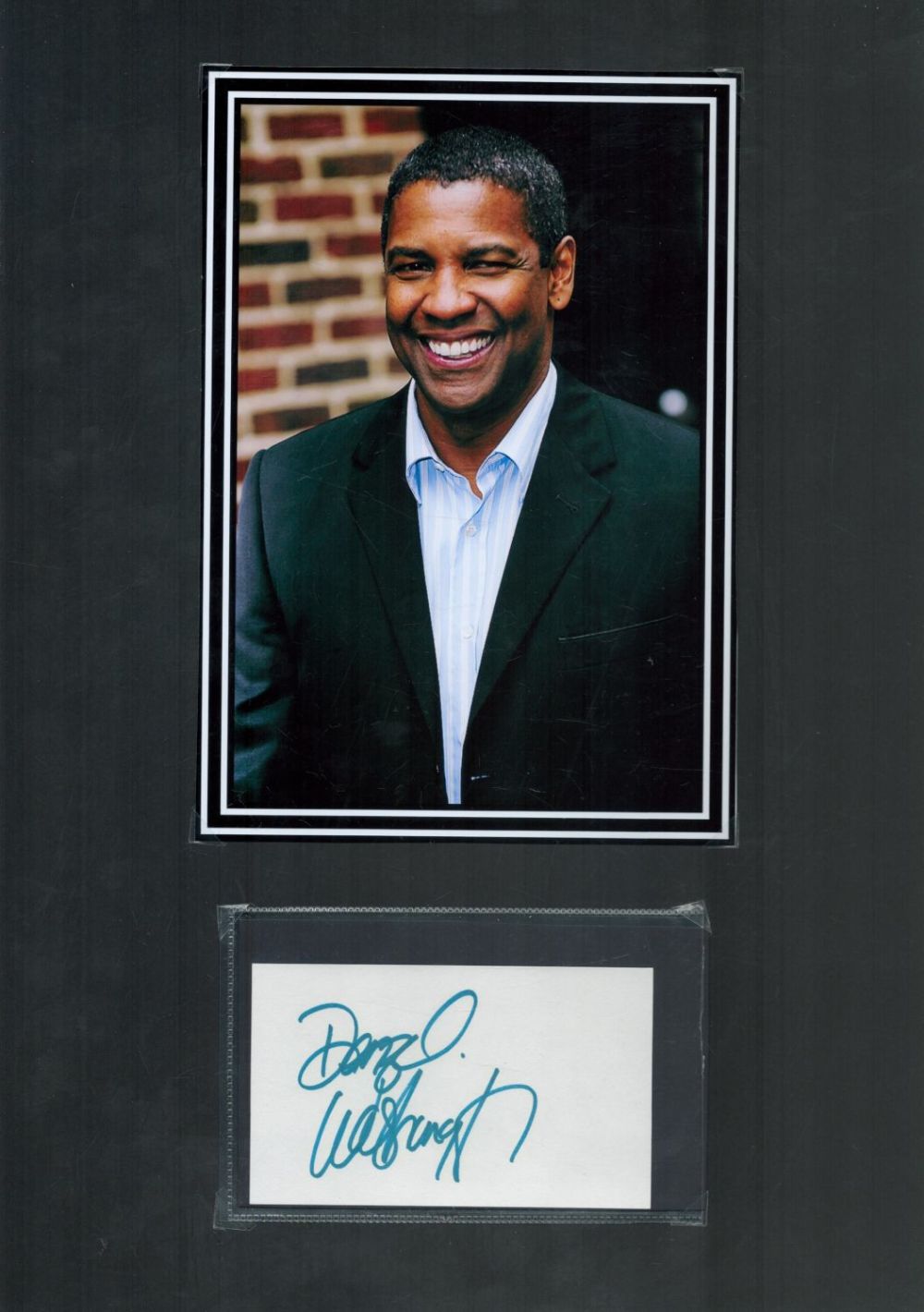 Lot 106: Denzel Washington signed 16x12inch colour mount. Good Condition....