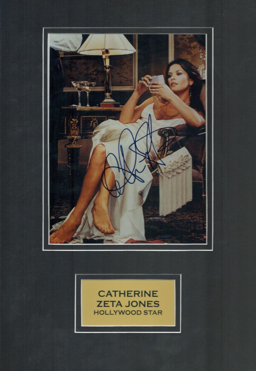 Lot 107: Catherine Zeta Jones signed 16x12inch colour mount. Good...