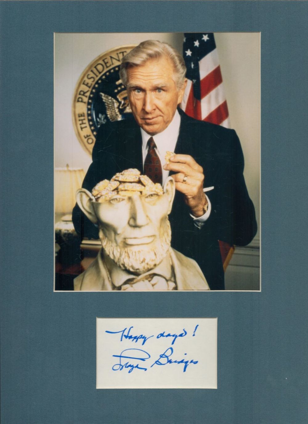Lot 115: Lloyd Bridges signed 16x12inch colour mount. Good Condition....