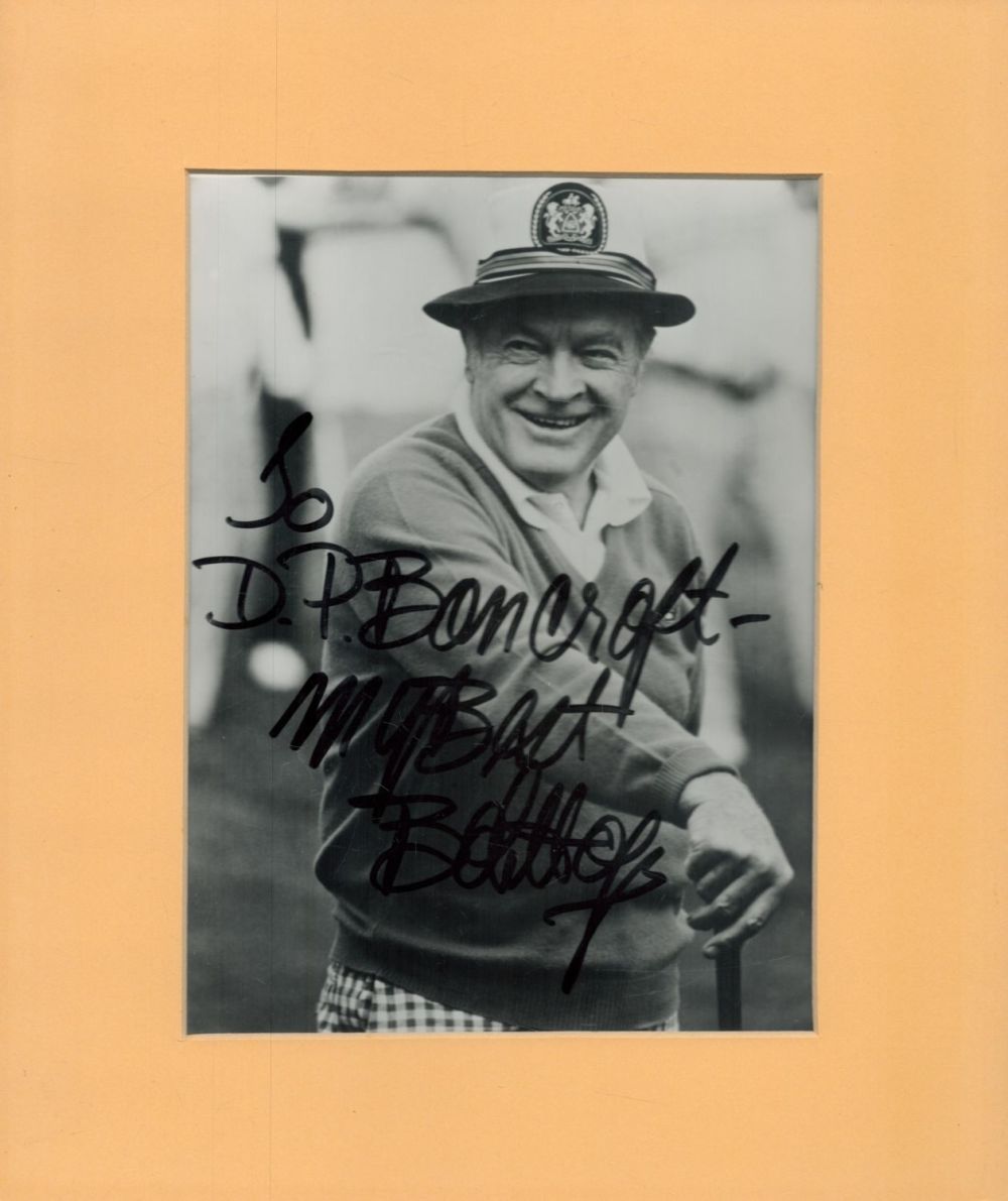 Lot 135: Bob Hope signed 10x12inch black and white mount....