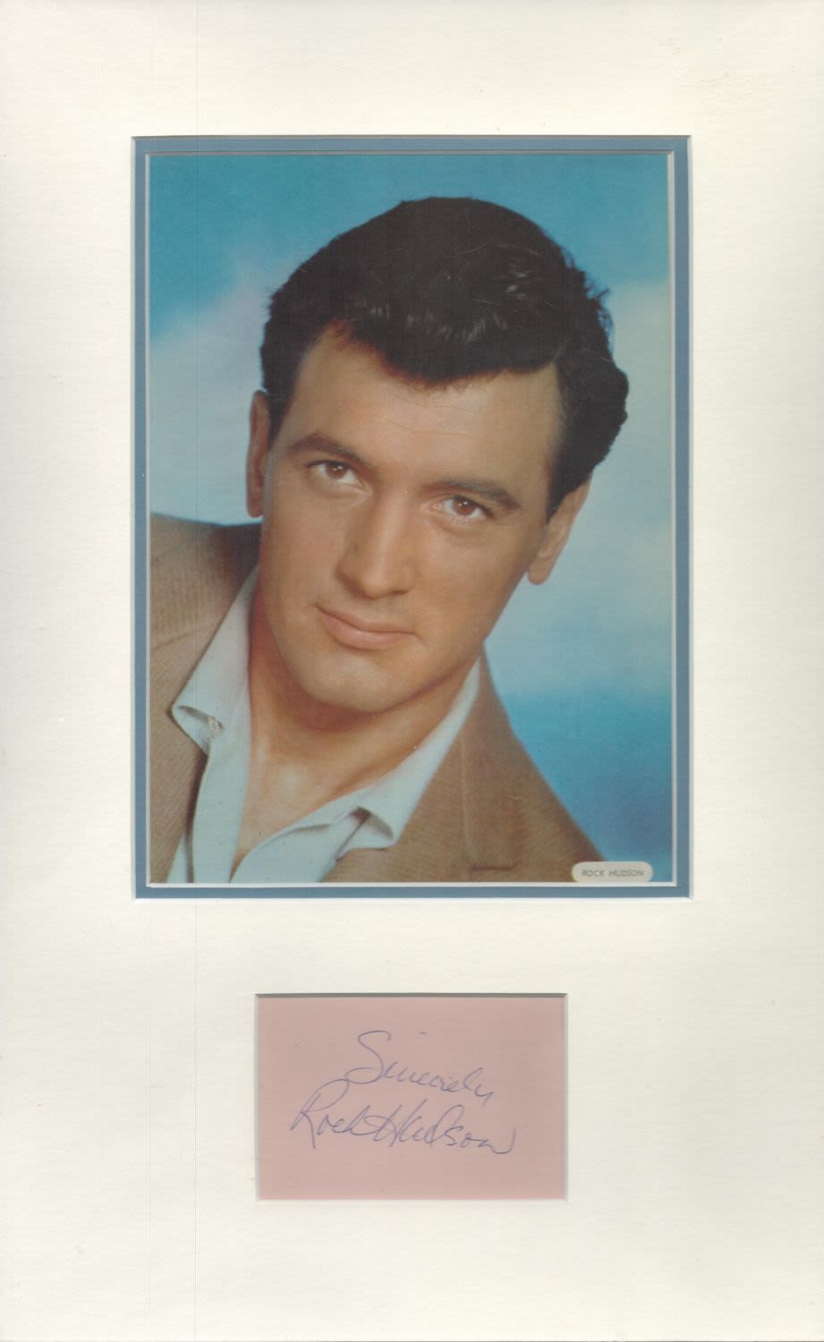 Lot 136: Rock Hudson signed 17x10inch colour mount. Good Condition....