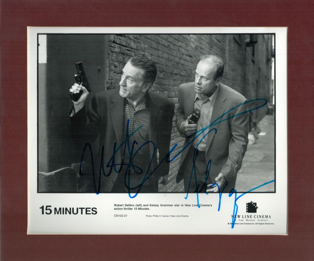 Lot 144: Robert DeNiro and Kelsey Grammer signed 10x12inch black...