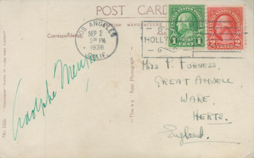Lot 150: Adolphe Menjou signed 6x4 inch black and white...