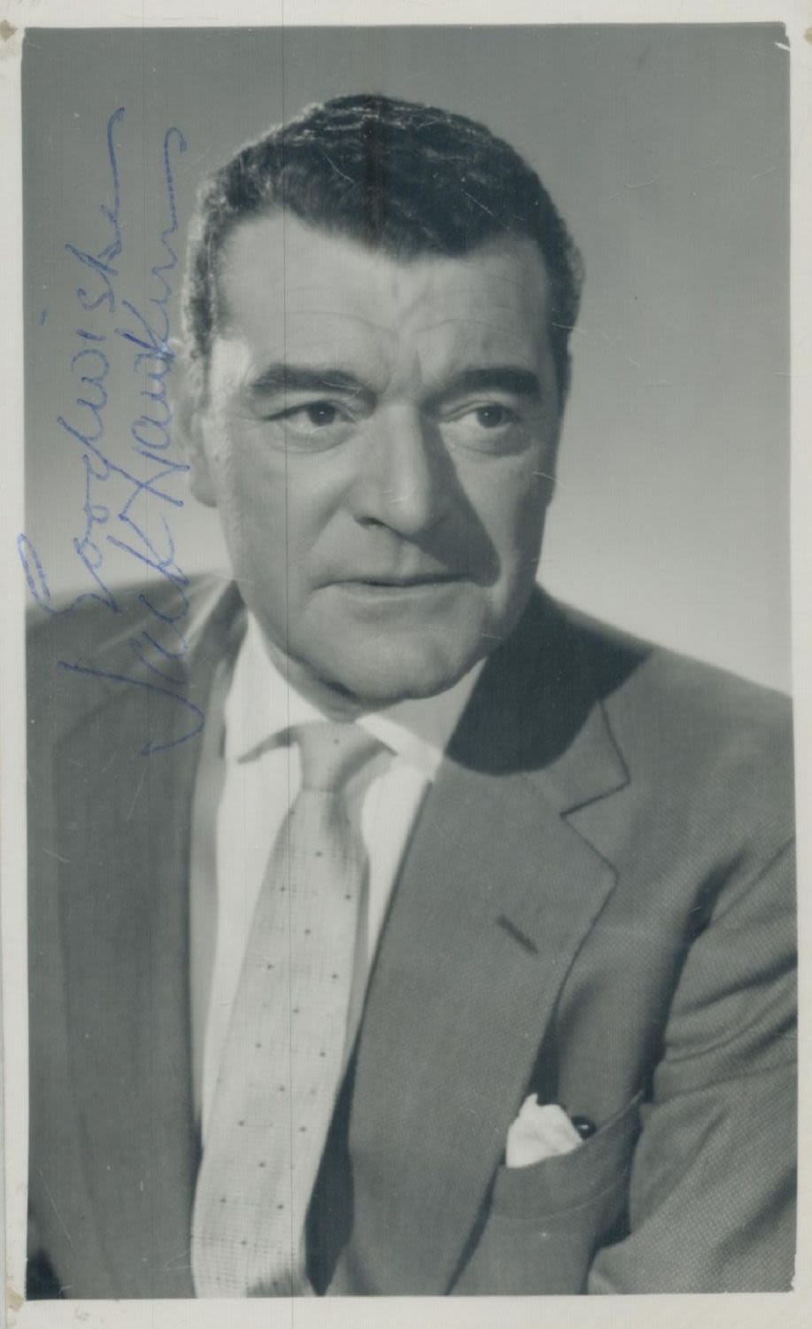 Lot 153: Jack Hawkins signed 6x4 inch black and white...