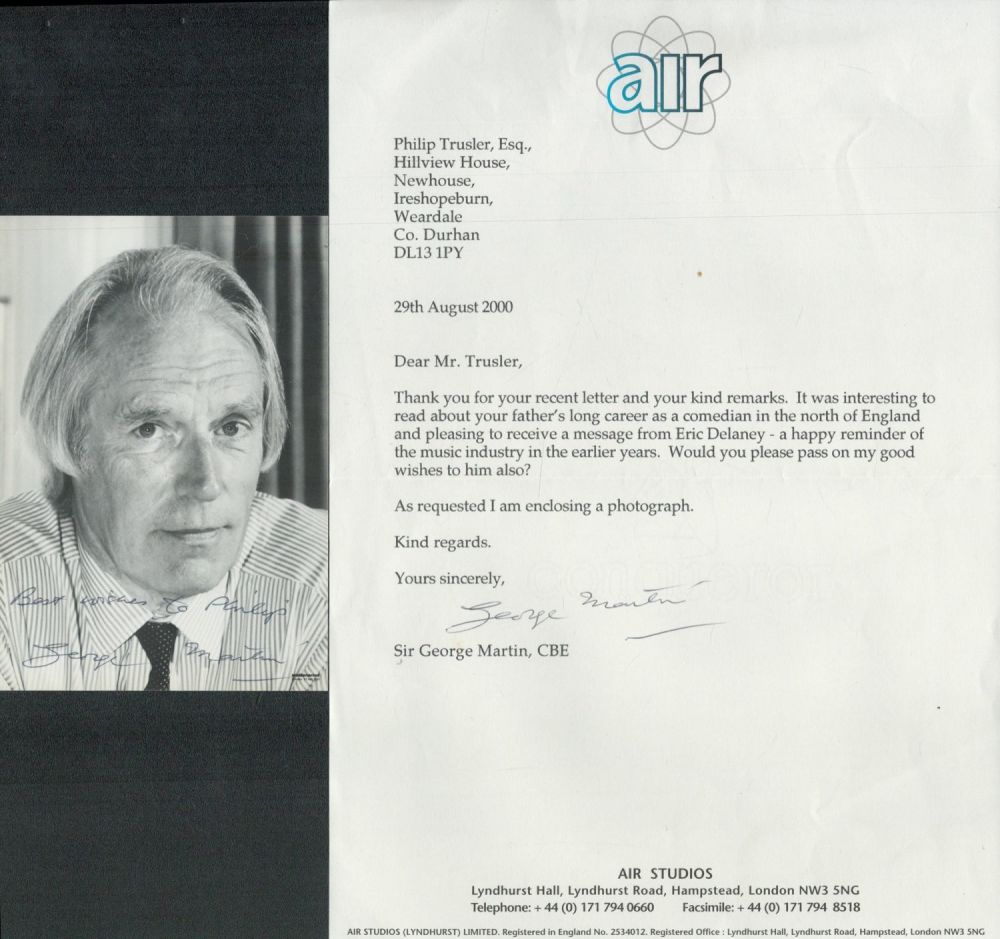 Lot 173: George Martin signed 6x4 inch black and white...