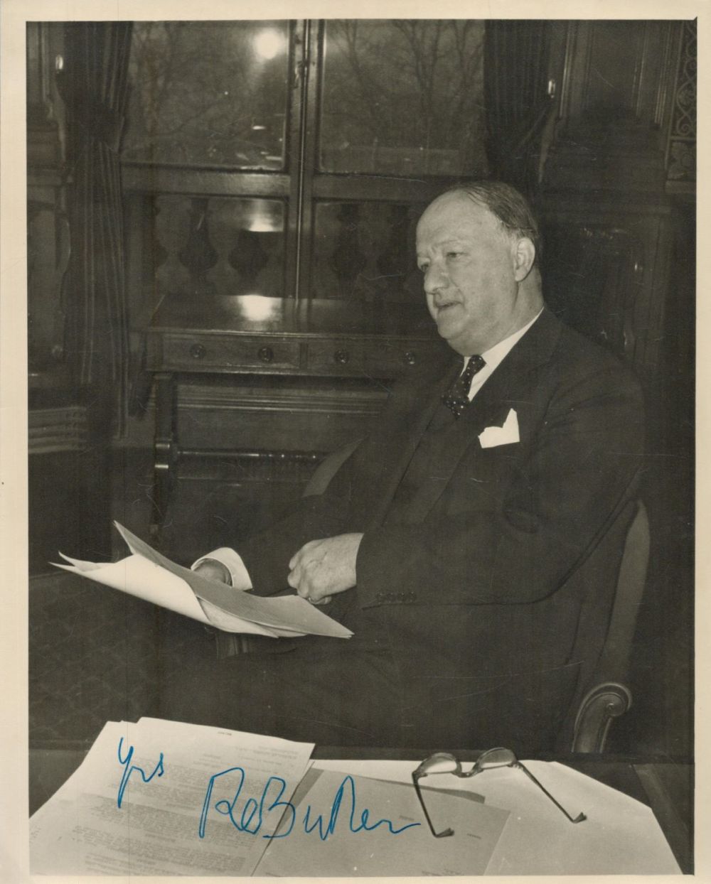 Lot 180: Rab Butler signed 10x8 inch vintage black and...
