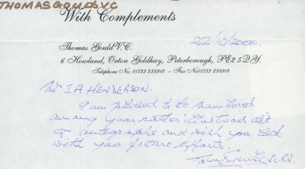 Lot 197: Petty Officer Thomas William Gould VC ALS on...