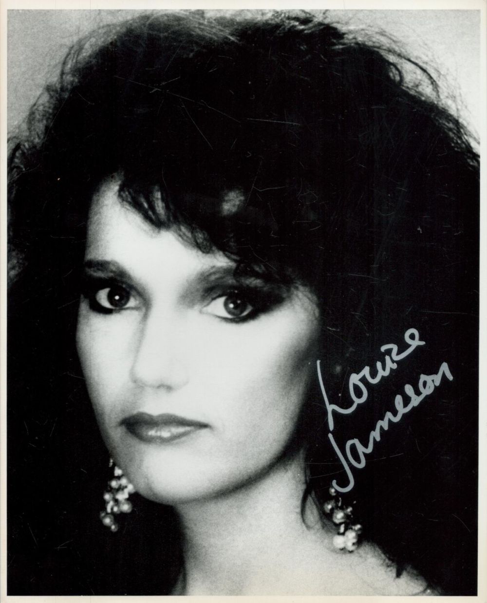 Lot 214: Louise Jameson signed 10x8 inch black and white...
