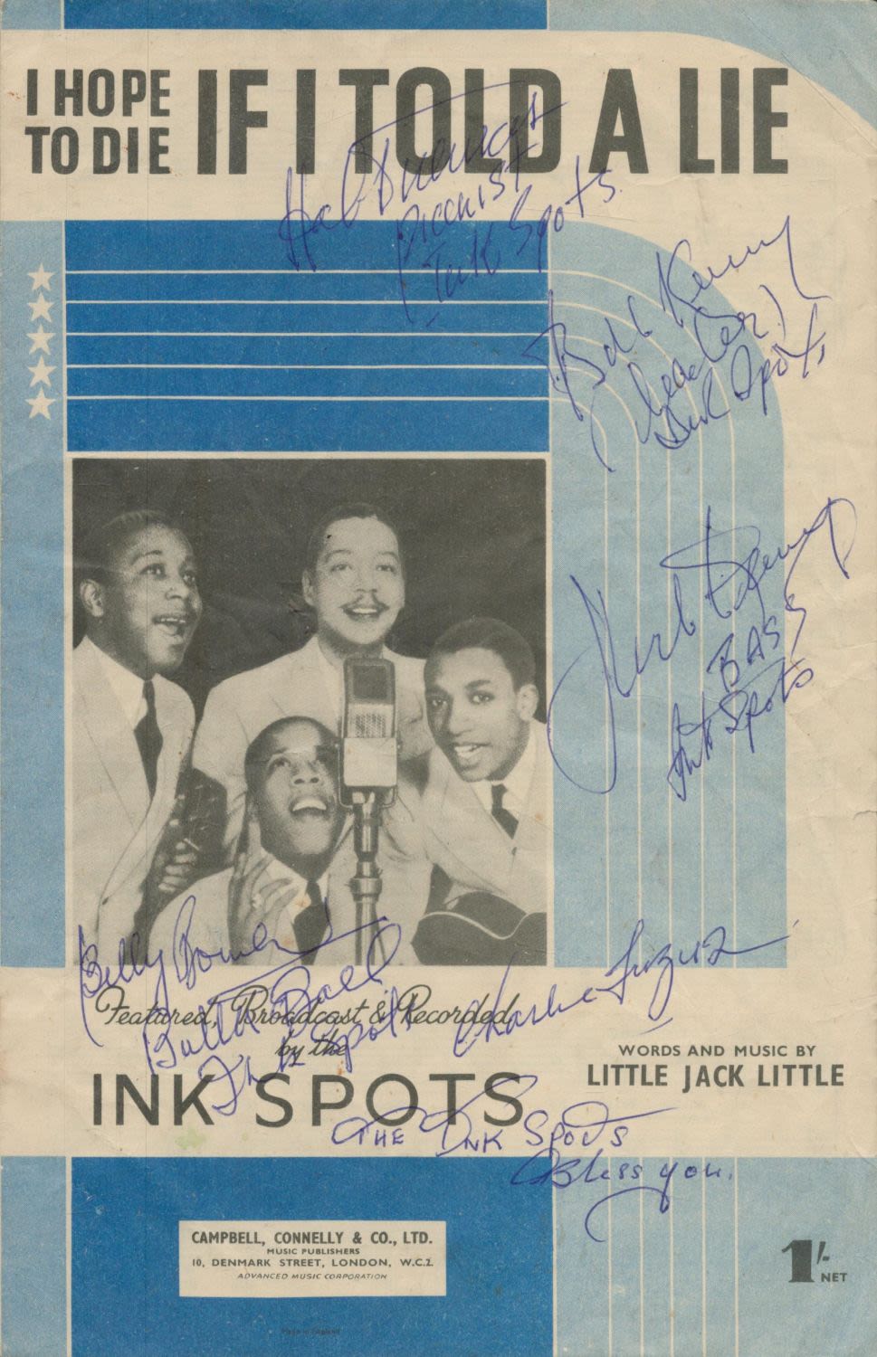 Lot 228: The Ink Sports multi signed sheet of music...