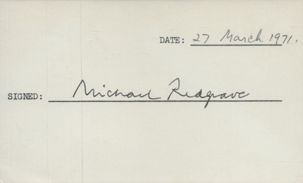 Lot 255: Michael Redgrave signed 6x4 inch white card. Good...