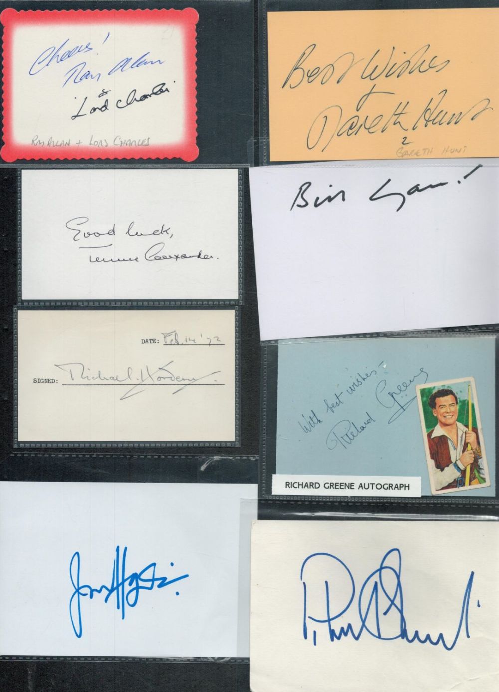 Lot 257: Entertainment collection 8 assorted signed cards names include...