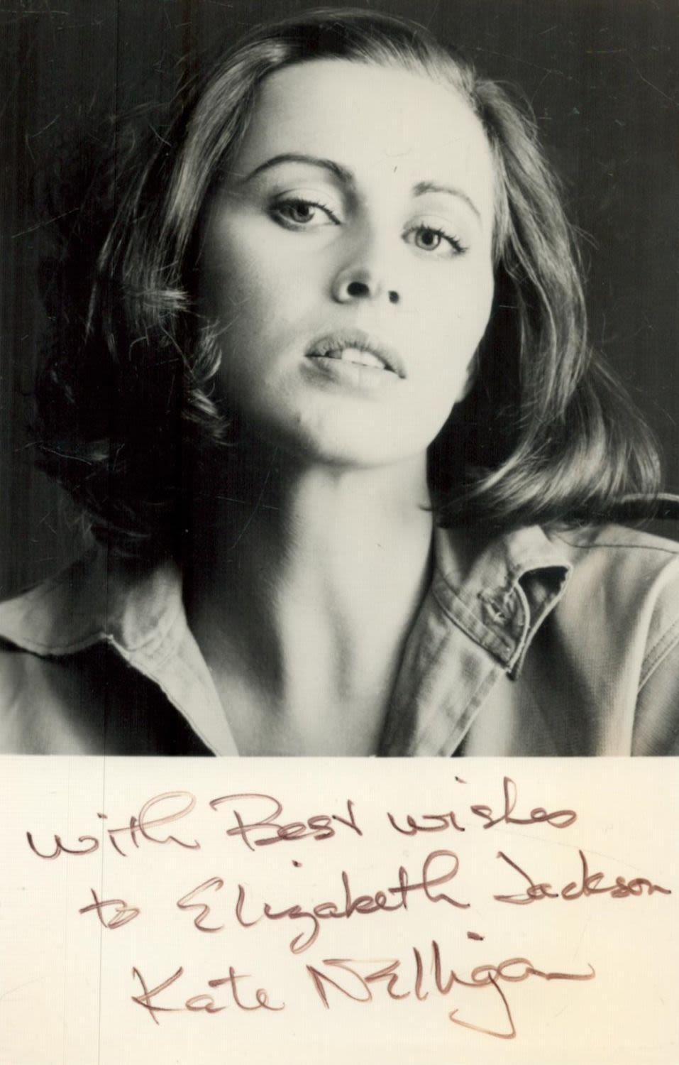 Lot 260: Kate Nelligan signed 6x4 inch black and white...
