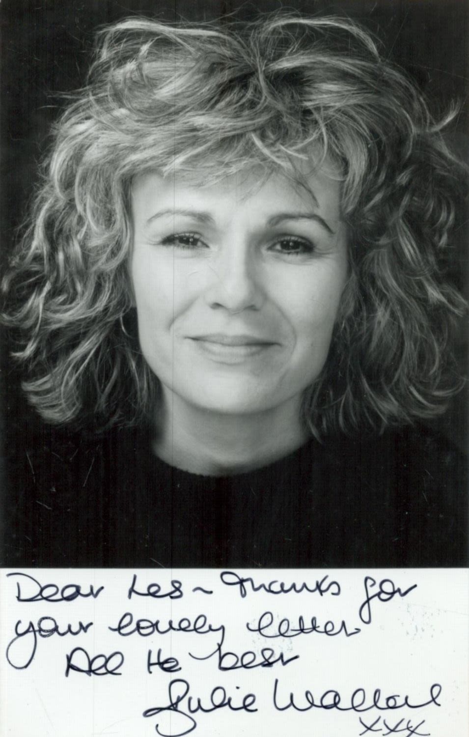 Lot 265: Julie Walters signed 6x4 inch black and white...
