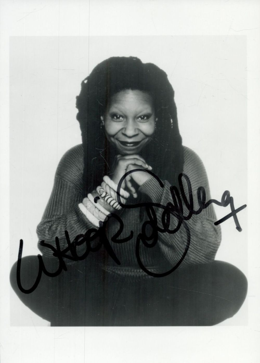 Lot 271: Whoopi Goldberg signed 7x5 inch black and white...