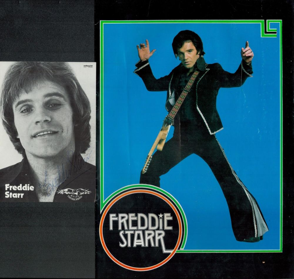 Lot 274: Freddie Starr signed 6x4 inch black and white...