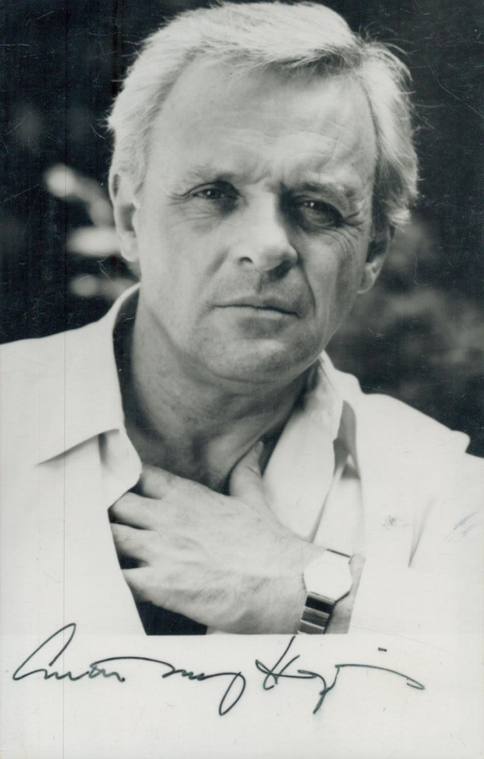Lot 275: Anthony Hopkins signed 6x4 inch black and white...