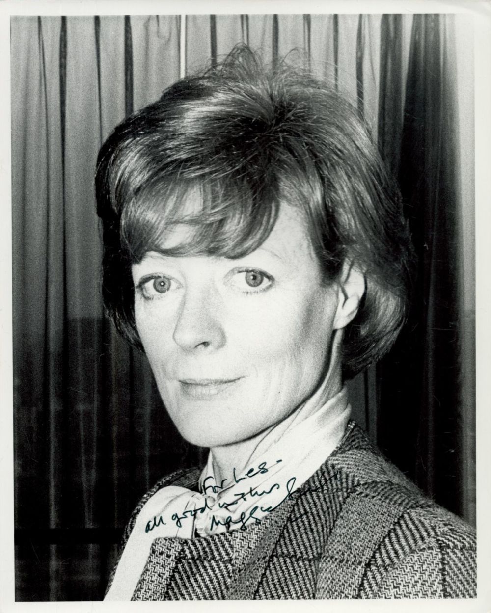 Lot 286: Maggie Smith signed 10x8 inch black and white...