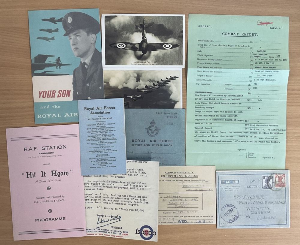 Lot 303: WWII RAF collection assorted ephemera includes combat report,...
