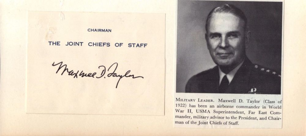 Lot 109: Maxwell D. Taylor signed card with photo from...