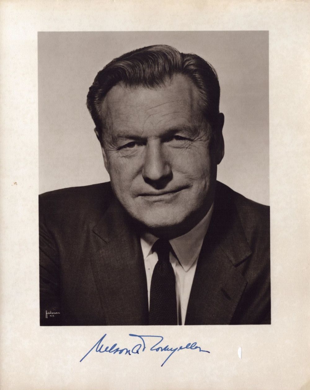 Lot 111: Nelson Rockefeller signed 10x8 inch black and white...