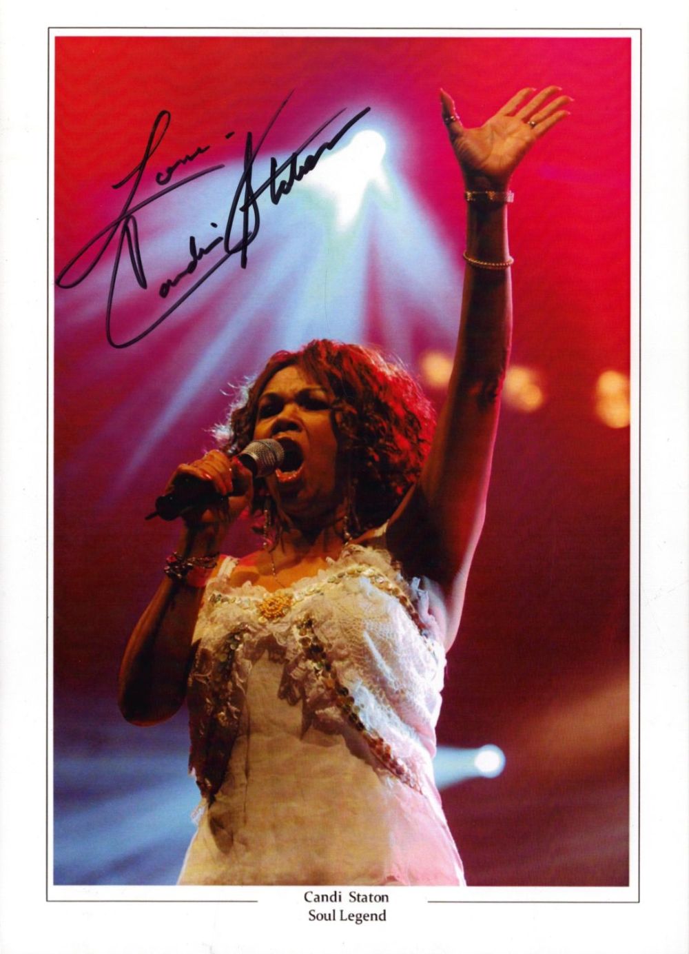 Lot 135: Candi Staton signed 12x8 inch colour promo photo....