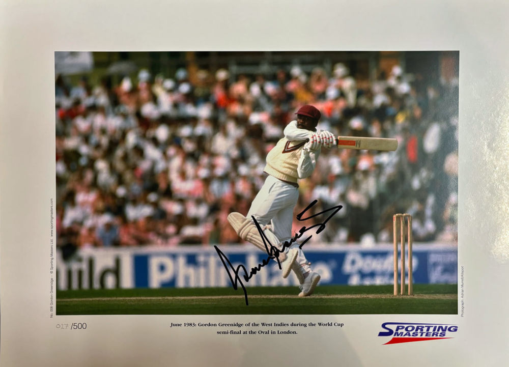 Lot 158: Gordon Greenidge signed limited edition print with signing...