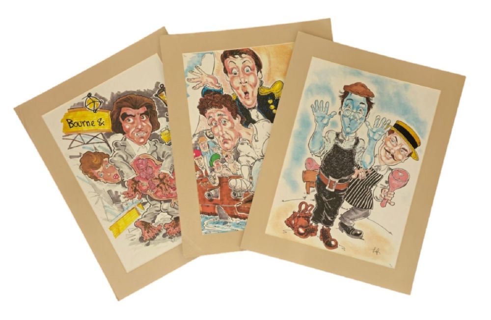 Lot 223: Carry On caricature print collection of mounted prints...