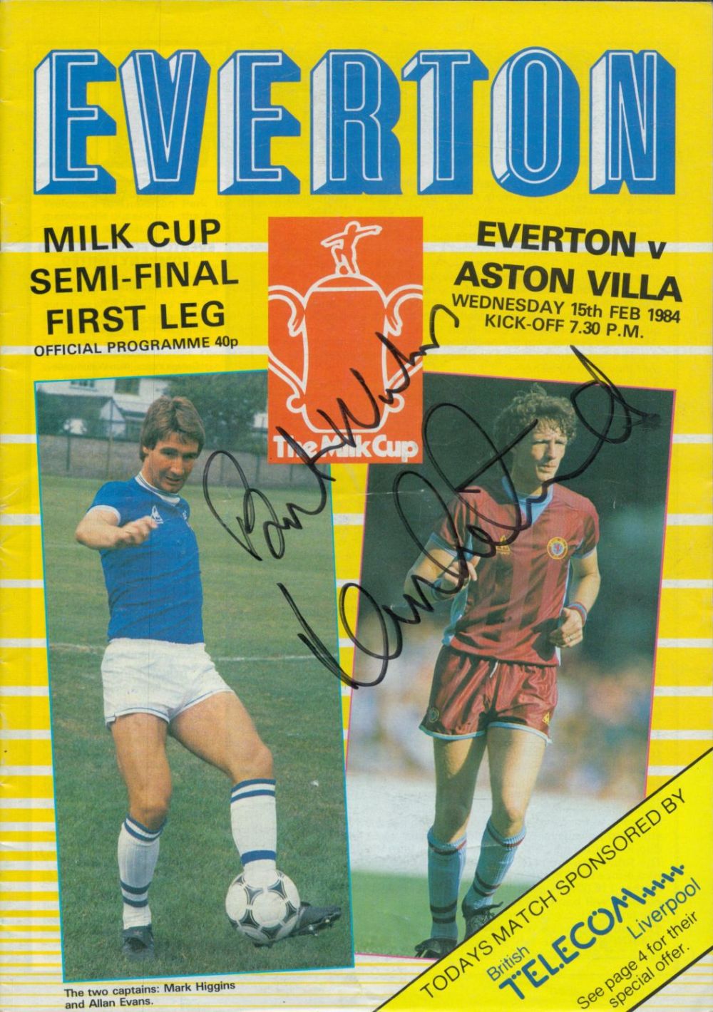 Lot 266: Dennis Mortimer signed Milk Cup Semi Final Programme...