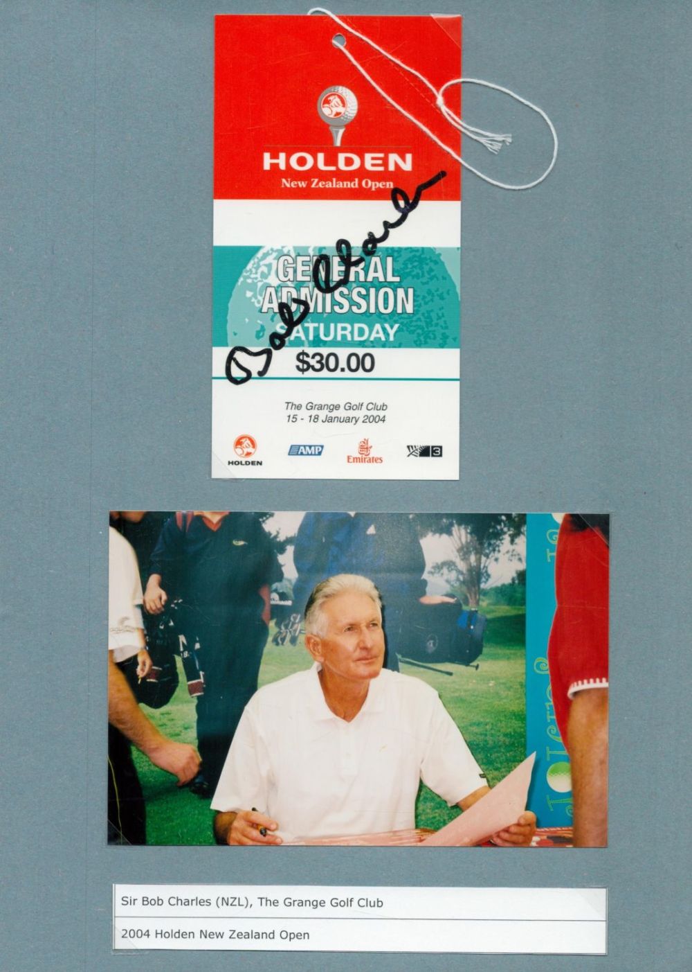 Lot 271: Sir Bob Charles signed pass for 2004 Holden...