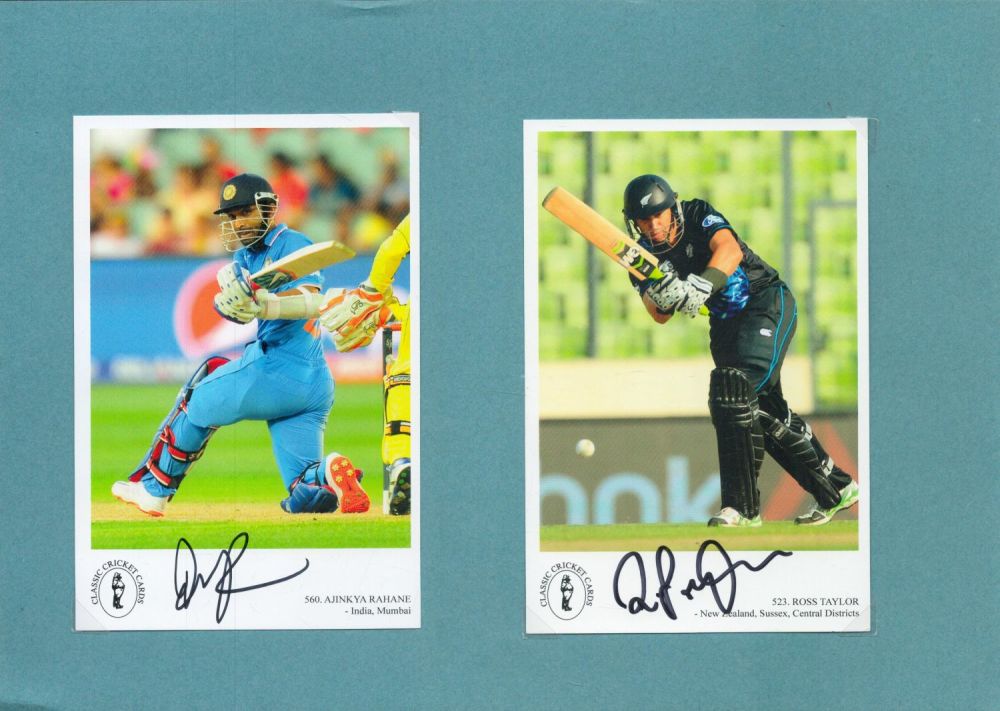 Lot 273: Ajinkya Rahane and Ross Taylor signed 6x4 colour...