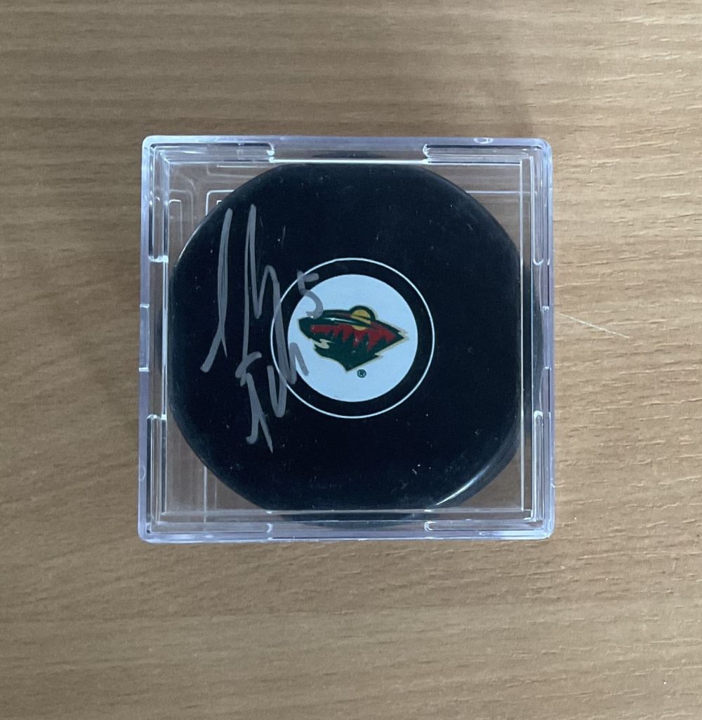 Lot 283: Christian Folin signed official NHL Ice Hockey Puck...