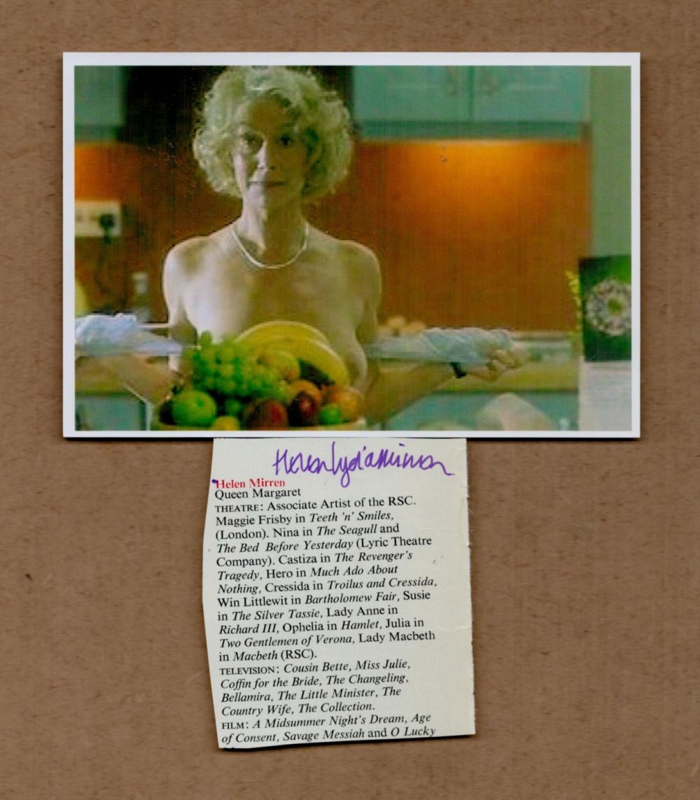 Lot 308: Dame Helen Mirren, DBE signed Theatre Bio cut...