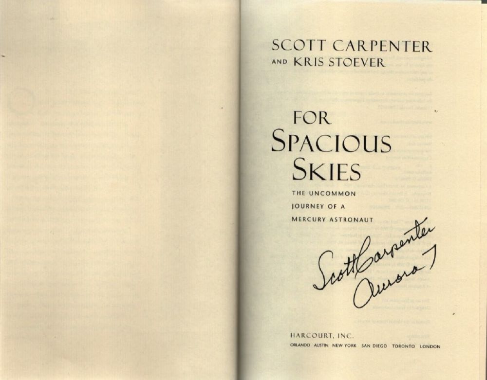 Lot 57: Scott Carpenter - 'For Spacious Skies' (autobiography) US...