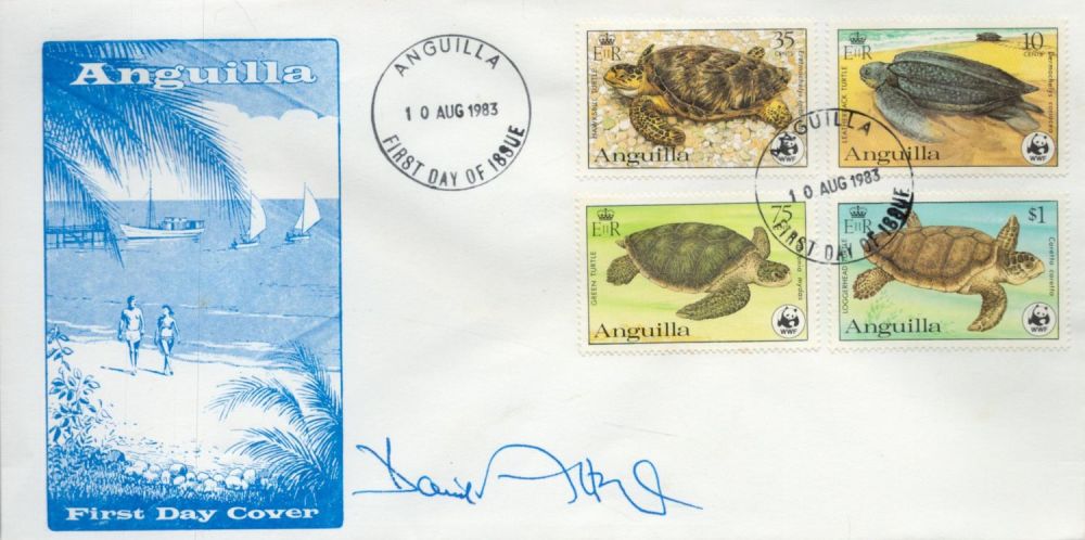 Lot 114: David Attenborough signed Anguilla FDC Double PM Anguilla...