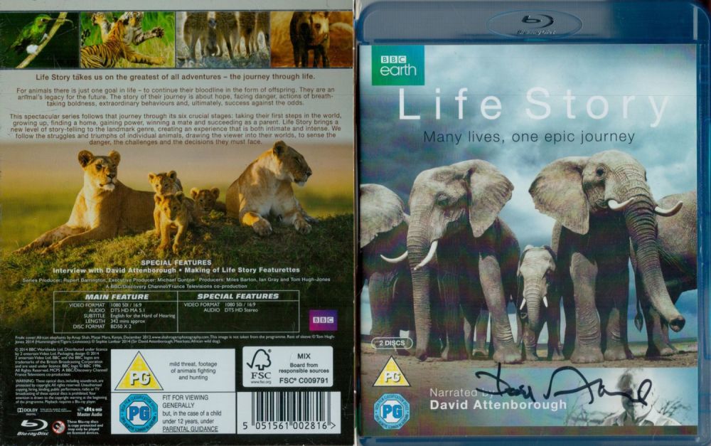 Lot 119: David Attenborough signed BBC Life Story DVD sleeve...