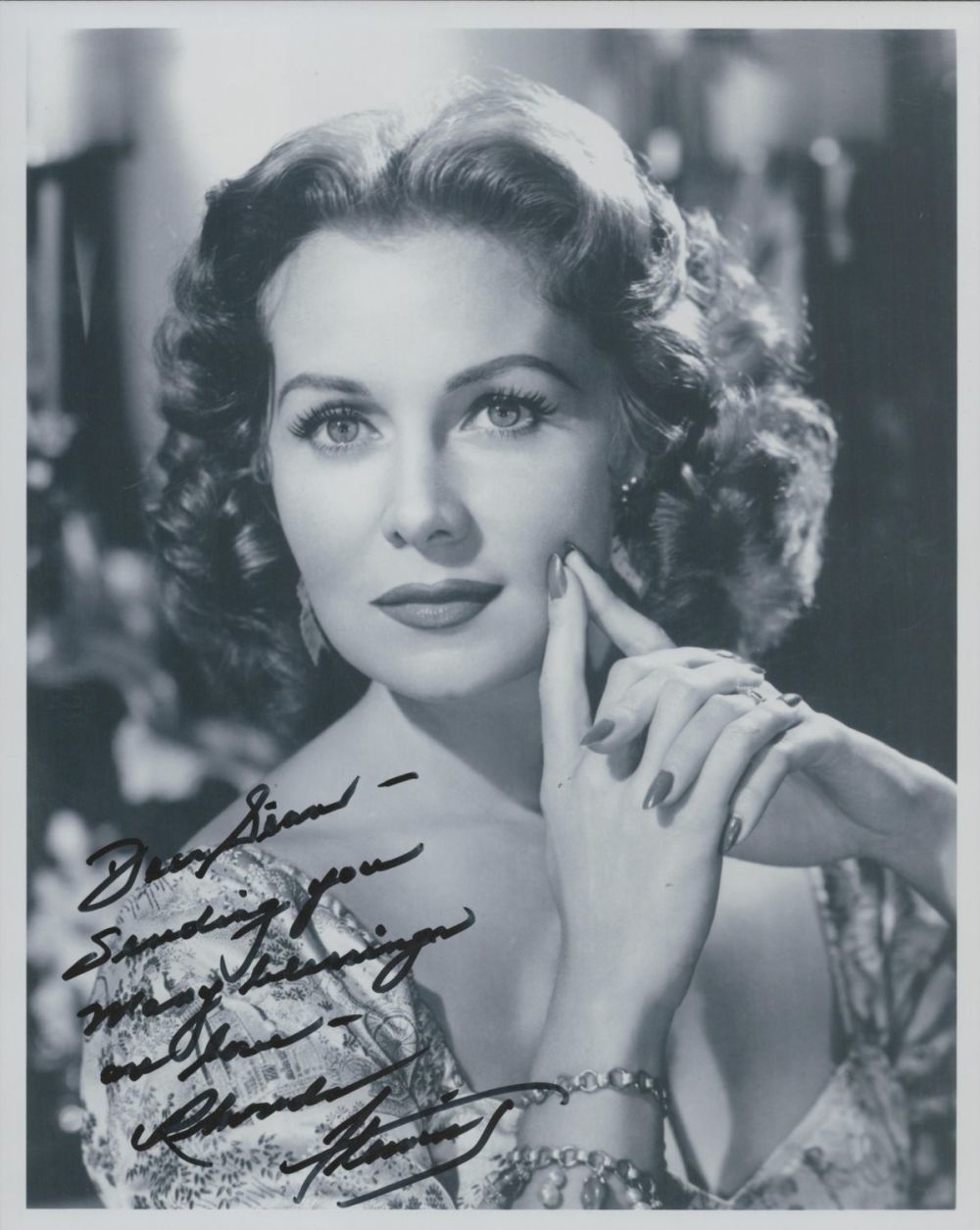 Lot 124: Rhonda Fleming signed 10x8 inch vintage black and...