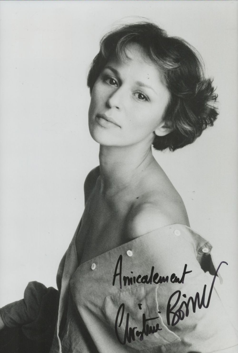 Lot 179: Christine Boisson signed 12x8 inch black and white...