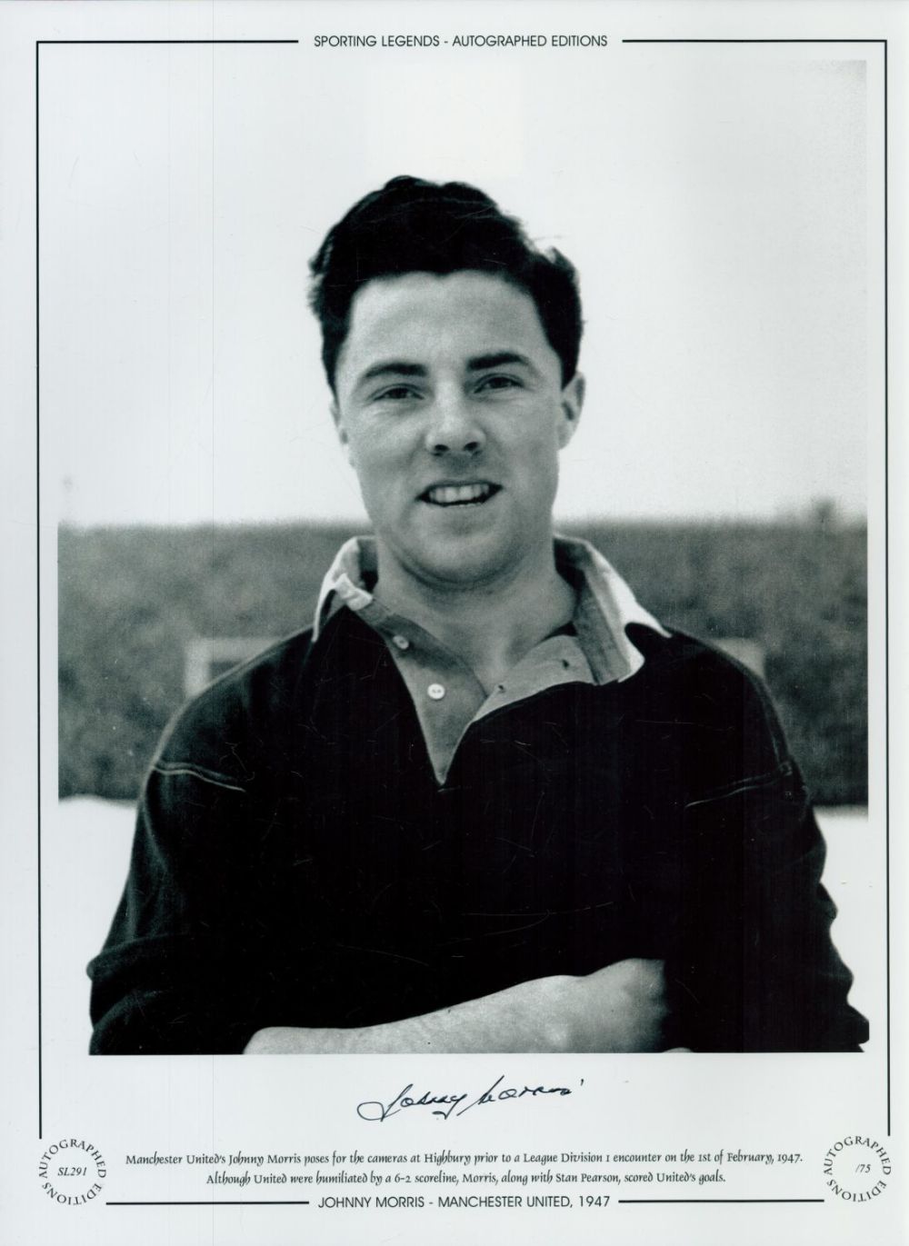 Lot 228: Autographed JOHNNY MORRIS 16 x 12 Limited Edition...