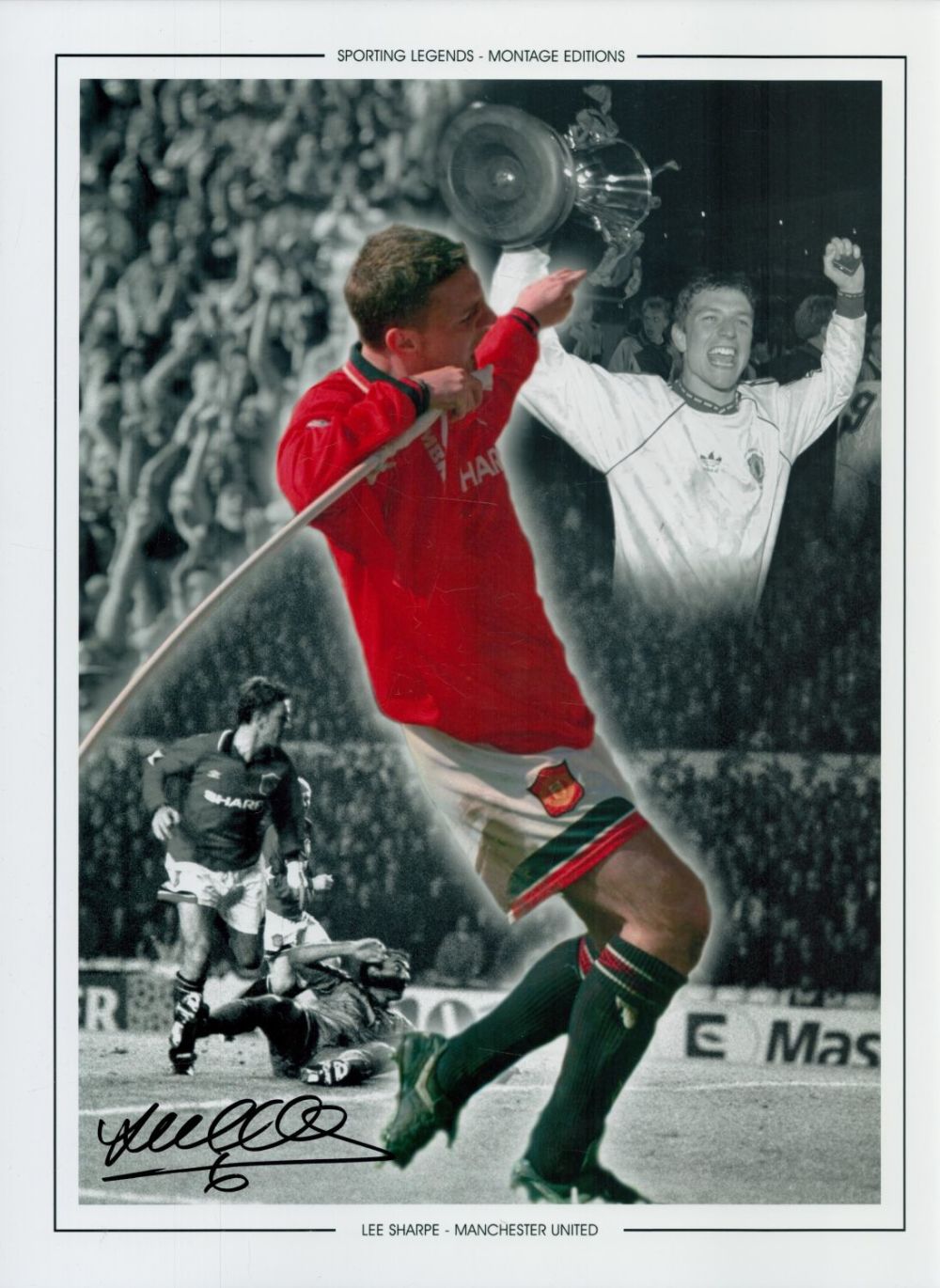 Lot 232: Autographed LEE SHARPE 16 x 12 Montage Edition...