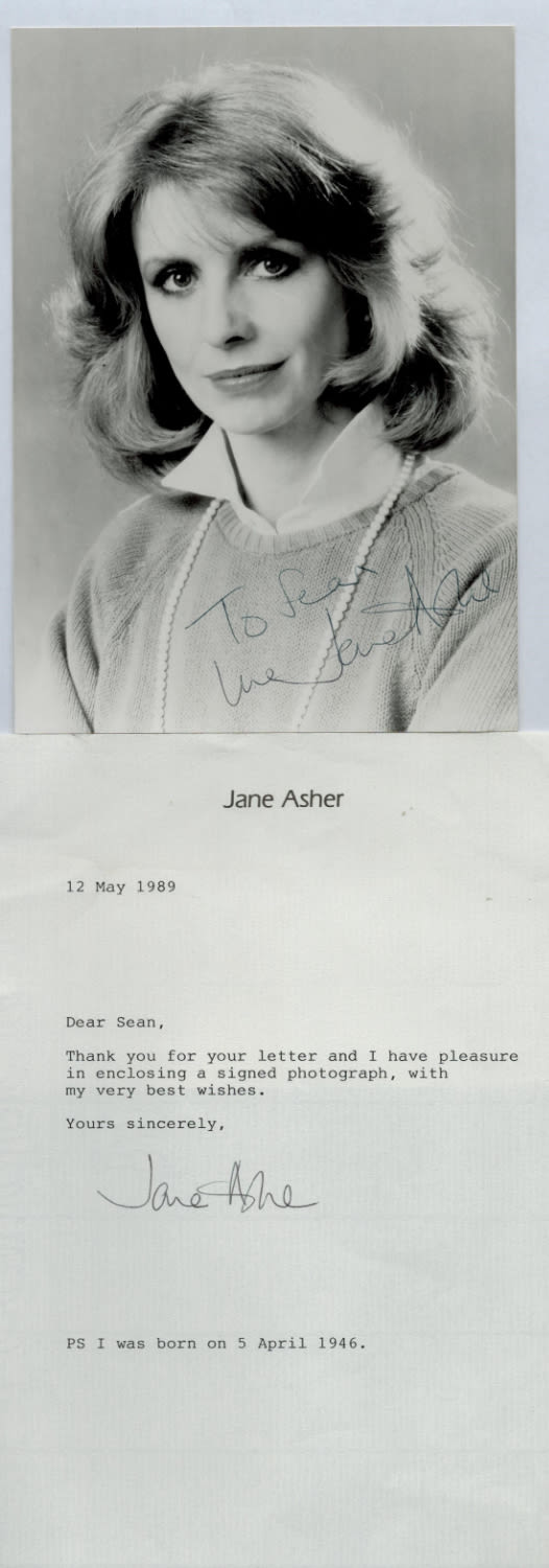 Lot 240: Jane Asher signed black & white photo 7x5...