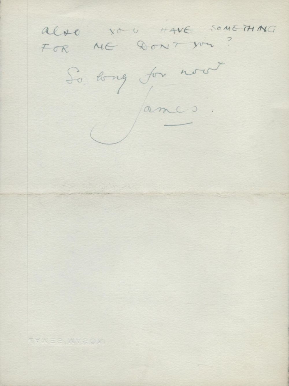 Lot 295: James Mason - interesting vintage ALS on his...