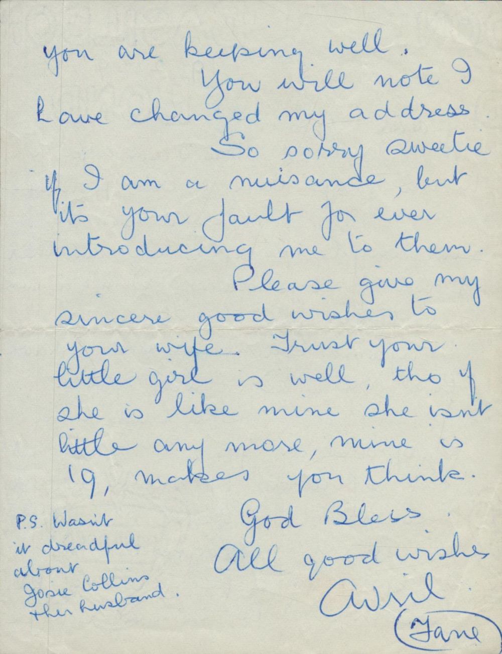 Lot 303: Avril Fane - ALS dated 19/2/59 requesting another...
