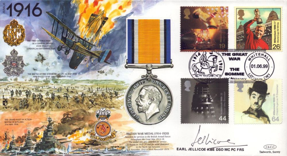 Lot 358: Earl Jellicoe KBE, DSO,MC,PC,FRS signed Great War 1916...